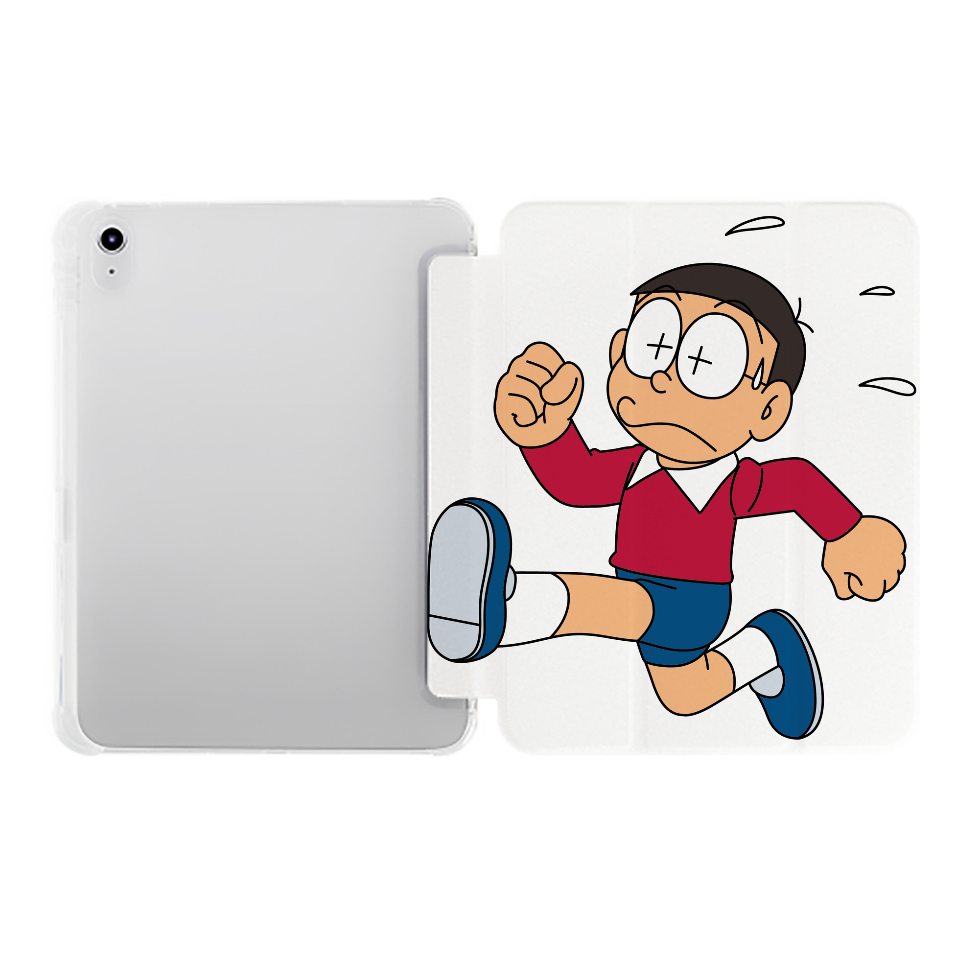 （画像用） ドラえもん 野比 のび太 Doraemon Nobita Nobi IPad ケース ペン収納付き 三つ折りスタンド PUレザー×シリコン 対応機種9.5/10.5/10.9インチ
